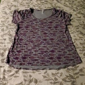Lularoe Classic T Shirt 3XL Gray/Purple Fish NWOT